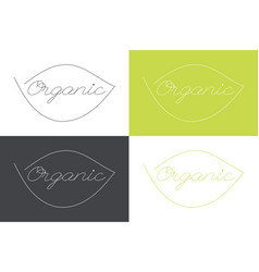 Organic Icon With Leaf White Grey Green Sign