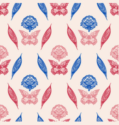 Retro Butterfly Seamless Pattern 70s Style