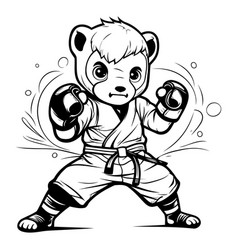 Karate Panda - Black And White Cartoon Mascot