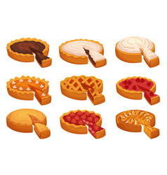 Collection Of Pies With A Portion Sliced Out