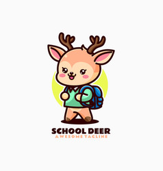 Logo School Deer Mascot Cartoon Style