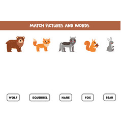 Matching Game Match Cute Woodland Animals And