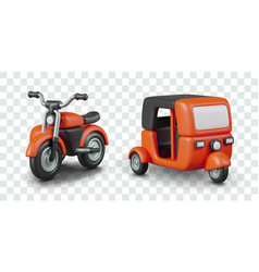 Motorcycle With Sidecar Autorickshaw Set