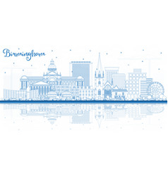 Outline Birmingham Uk City Skyline With Blue