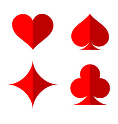 Playing Card Suit Icons Set Of Red Suits