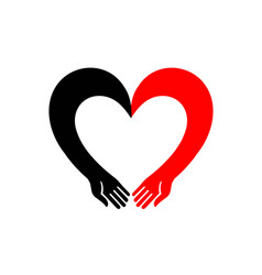 Red Black Heart With Hands Hands Forming Heart