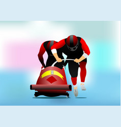 Two Men Team Bobsleigh 3d Color