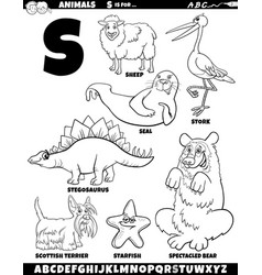 Cartoon Animal Characters For Letter S Set