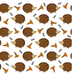 Seamless Pattern With A Cute Hedgehog