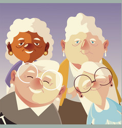 Senior People Cute Group Grandpa And Grandmothers