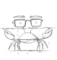 Comedy Crab In Glasses Underwater