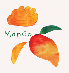 Mango Tropical Fruit Watercolor Set