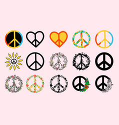 Pacificus Hippie Peace Sign Set Heart-shaped