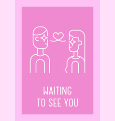 Waiting To See You Postcard With Linear Glyph Icon