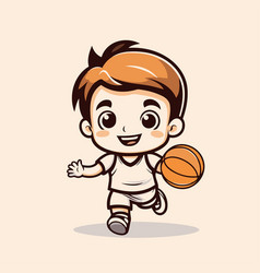 Cute Boy Playing Basketball Cartoon Ideal