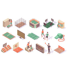 Sport Stadium Isometric Set With Isolated Images