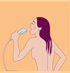 Young Pretty Woman Singing In Shower