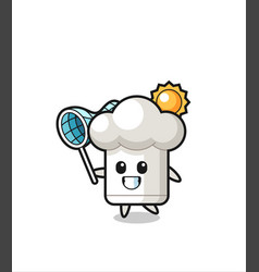 Chef Hat Mascot Is Catching Butterfly