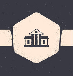 Grunge White House Icon Isolated On Grey