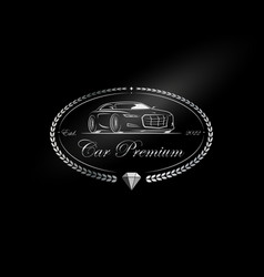 Premium Metallic Car Logo With Wreath Leaves