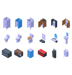 Public Restrooms Icons Set Isometric