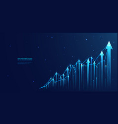 Arrows Up Graph Chart On Low Poly Wireframe