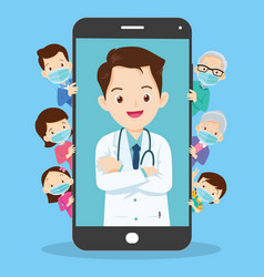 Consult Online Doctor And Family Back Smartphone