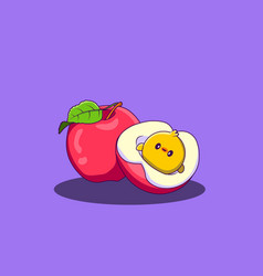 Cute Chick Sleeping On Apple