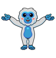 Cute Little Yeti Cartoon Raising Hands