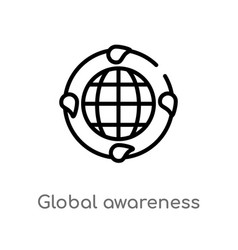 Outline Global Awareness Icon Isolated Black