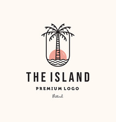 Palm Tree Sunset Line Art Logo Minimalist