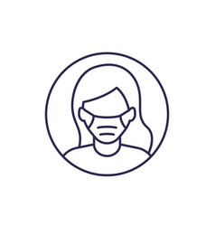 Woman In Face Mask Line Icon