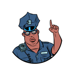 African Police Officer Index Finger Up