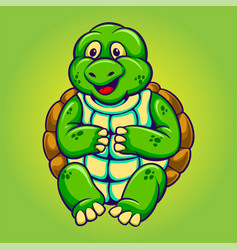 Cute Sea Turtle Cartoon Mascot