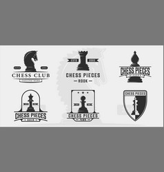 Set Of Chess Pieces Logo Vintage Template Icon