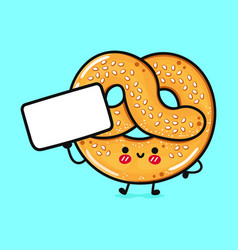 Cute Funny French Pretzel With Poster Hand