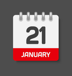 Icon Day Date 21 January Template Calendar Page