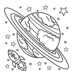 Planet Saturn Coloring Page For Kids