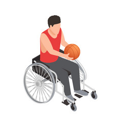 Wheelchair Man Basketball Composition