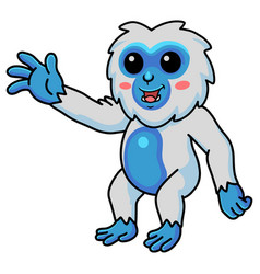 Cute Little Yeti Cartoon Waving Hand