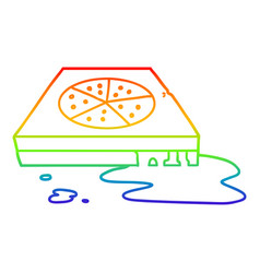 Rainbow Gradient Line Drawing Cartoon Greasy Pizza