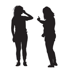 Two Woman Silhouette Isolated On White Background