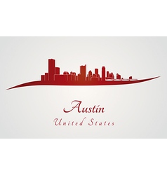 Austin Skyline In Red