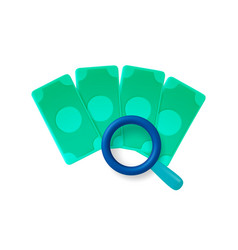 Money Magnifying Glass 3d Icons Isolated