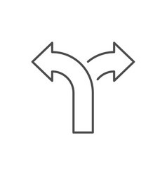 Road Fork Line Outline Icon