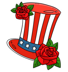 American Top Hat With Rose Flower Cartoon Clipart