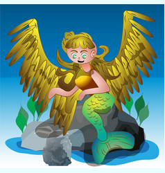 Fairy Tale Winged Mermaid Cartoon Character