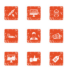 Seo Money Icons Set Grunge Style