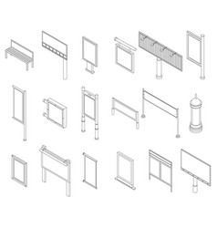 Outdoor Advertising Icons Set Outine