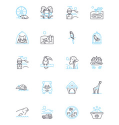 Fuzzy Friends Linear Icons Set Canine Feline